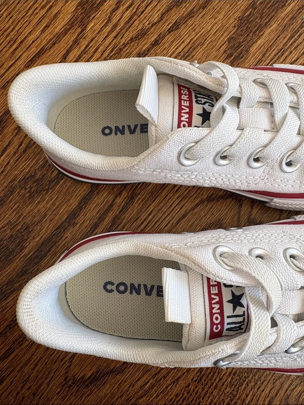 Converse Kids White Canvas Low-Top Sneakers with Red Stripe